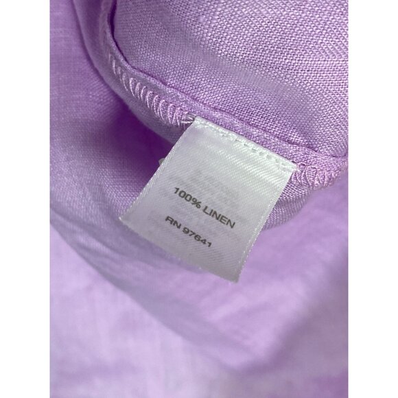 J. Jill Love Linen Essential Button Up Long Sleeve Tunic Top Size Large Purple - Picture 6 of 13